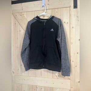 Adidas Hoodie Men's Medium‎ Long Sleeve Climawarm Full Zip Logo Black/Gray